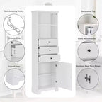 Meuble de rangement haut de salle de bain Okak avec 3 tiroirs et une étagère réglable, organisateur de salle de bain pour la salle de bain, le salon