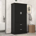 Meuble de rangement de salle de bain Okak de 162,5 cm de hauteur avec étagère réglable, grand meuble de rangement avec 2 tiroirs et 2 portes