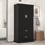 Meuble de rangement de salle de bain Okak de 162,5 cm de hauteur avec étagère réglable, grand meuble de rangement avec 2 tiroirs et 2 portes