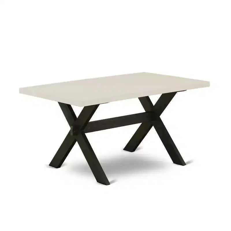 Table à manger 6 pièces avec plateau en bois massif finition chêne naturel, 1 banc et 4 chaises avec