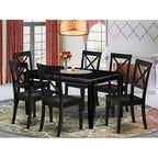 Ensemble de salle à manger méditerranéen 7 pièces - Table et 6 chaises - 36x60 pouces - Finition noire - HomeStock