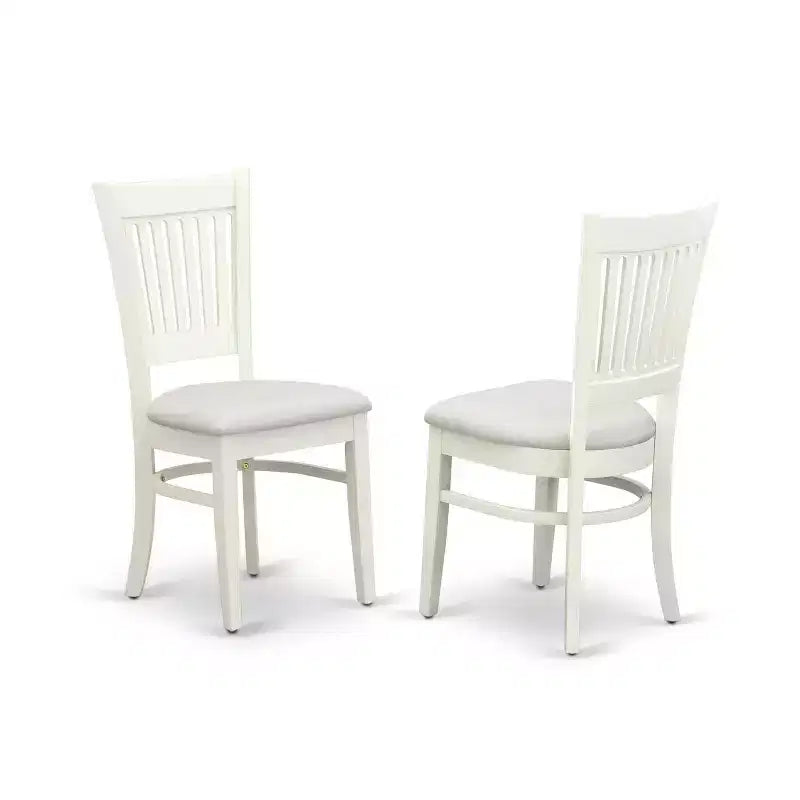 Ensemble de salle à manger 3 pièces HomeStock avec plateau rectangulaire en bois massif, finition blanc lin et rallonge papillon