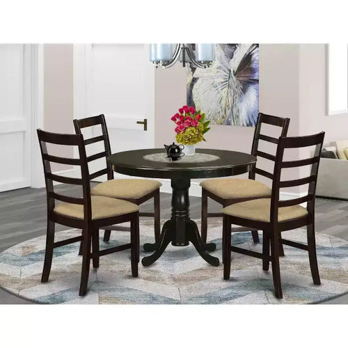 Ensemble de salle à manger 5 pièces - Table de cuisine ronde et 4 chaises - Ensemble de salle à manger côtier - Table de 42 pouces