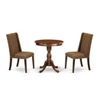 3-Piece Mahogany Finish Solid Wood Top - Dining Room Set - Seats 4