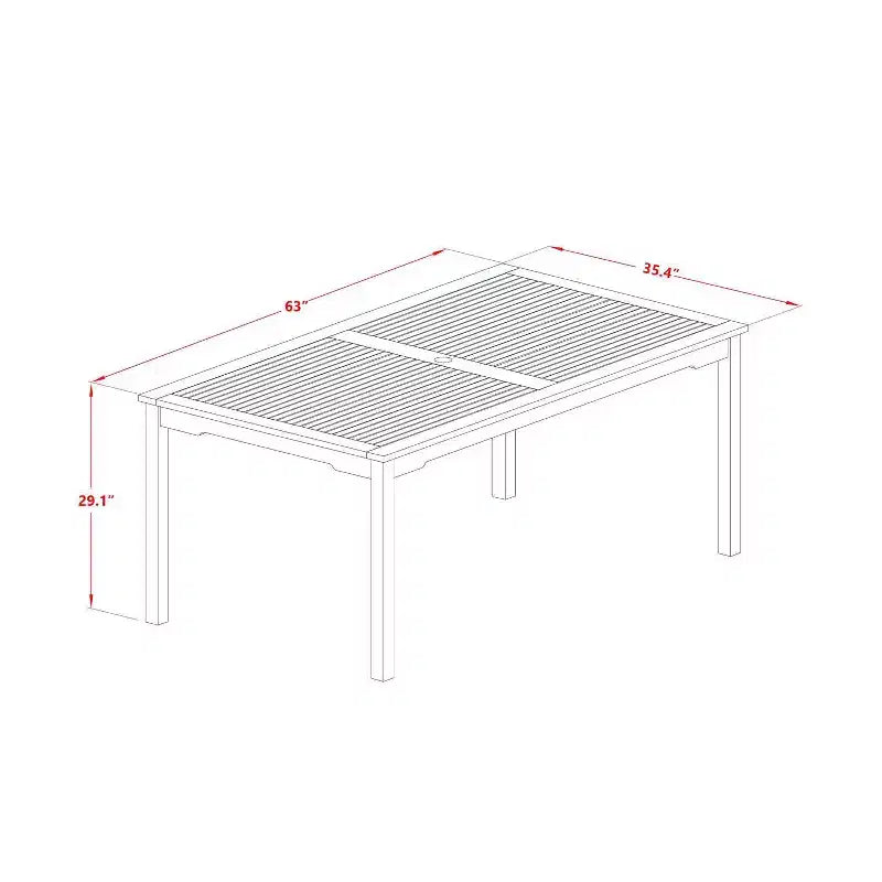 Table de salle à manger HomeStock 5 pièces rectangulaire avec plateau en bois massif au fini chêne naturel et 4 chaises à dossier à lattes