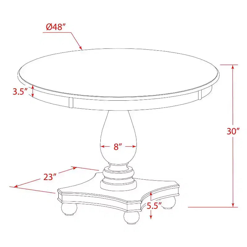 Table à manger 5 pièces en bois massif HomeStock avec plateau finition jacobine vieillie et 4 chaises