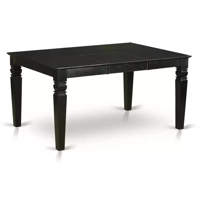 HomeStock Table à manger 6 pièces rectangulaire à plateau en bois massif finition noire avec 1 banc et 4 chaises