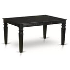 HomeStock Table à manger 6 pièces rectangulaire à plateau en bois massif finition noire avec 1 banc et 4 chaises