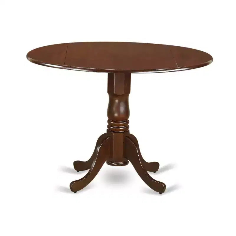Table à manger HomeStock ronde 5 pièces en bois massif finition acajou avec 4 chaises