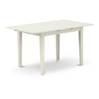Ensemble de salle à manger rectangulaire 5 pièces, plateau en bois massif finition blanc lin - 4 places