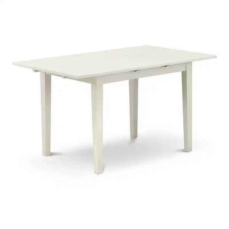 Ensemble de salle à manger rectangulaire 5 pièces, plateau en bois massif finition blanc lin - 4 places