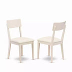 Ensemble de salle à manger rectangulaire 5 pièces, plateau en bois massif finition blanc lin - 4 places
