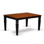 HomeStock 7-Piece Black and Cherry Finish Solid Wood Top Dining Table with 6 Chairs