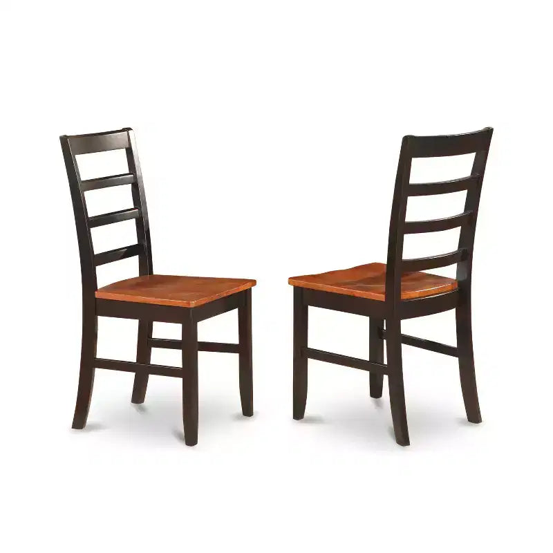 Table de salle à manger HomeStock 7 pièces avec plateau en bois massif noir et cerisier et 6 chaises