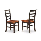 Table de salle à manger HomeStock 7 pièces avec plateau en bois massif noir et cerisier et 6 chaises