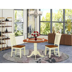 Ensemble Table à Manger Ronde - 3 Pièces Style Asiatique Table et Chaises - Finition Cerisier Buttermilk 42