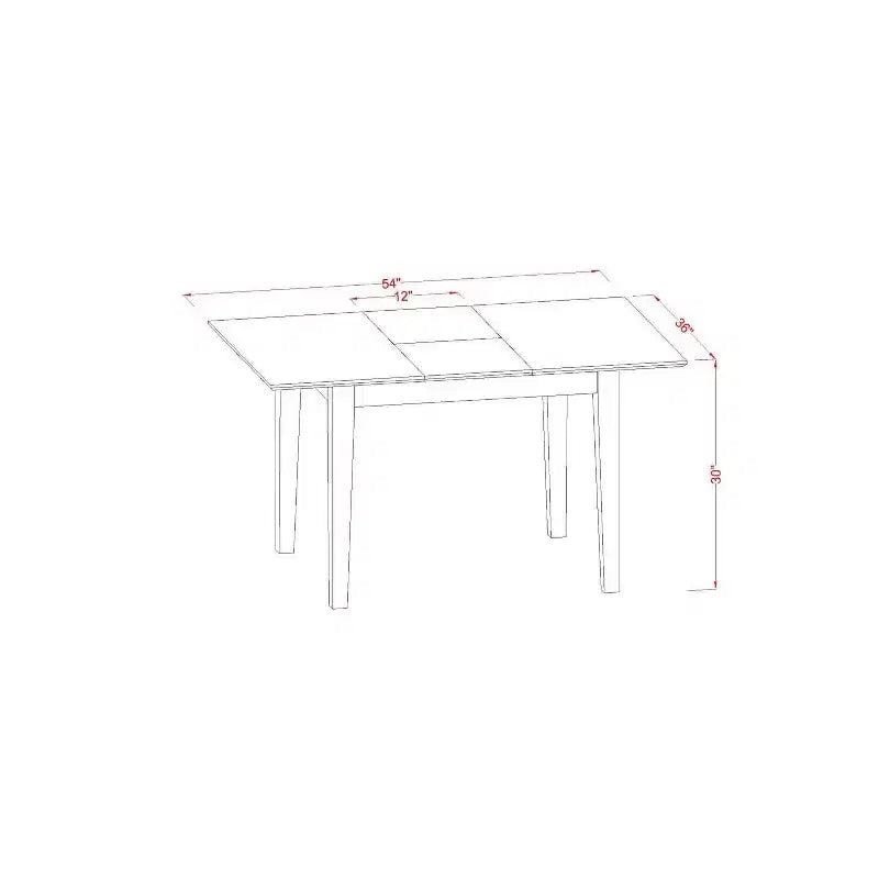 Ensemble de salle à manger rectangulaire 5 pièces avec plateau en bois massif finition acajou (4 places)