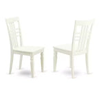 Ensemble de salle à manger 3 pièces HomeStock, dessus en bois massif finition blanc lin, avec table à rallonges