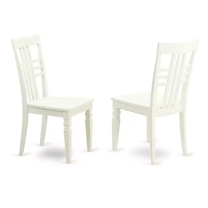 Ensemble de salle à manger 3 pièces HomeStock, dessus en bois massif finition blanc lin, avec table à rallonges