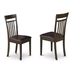 Table à manger HomeStock ronde 5 pièces, dessus en bois massif fini cappuccino avec 4 chaises