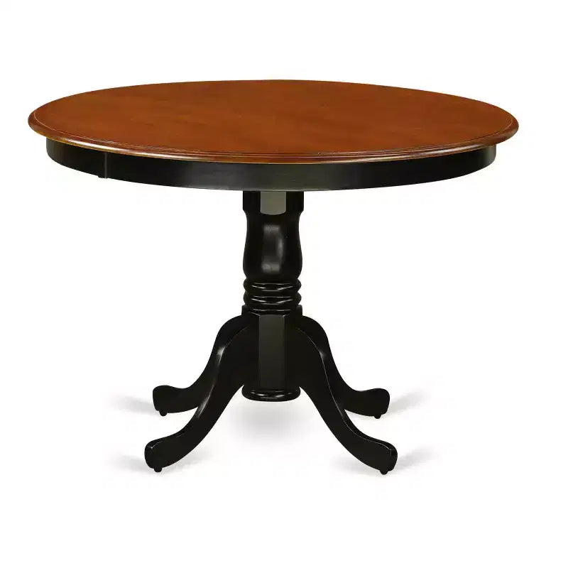 HomeStock Ensemble de salle à manger rond 3 pièces en bois massif finition noir et cerisier - 4 places