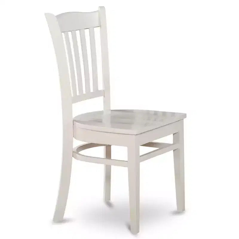 HomeStock Table de salle à manger 5 pièces avec dessus en bois massif, fini blanc lin, avec 4 chaises