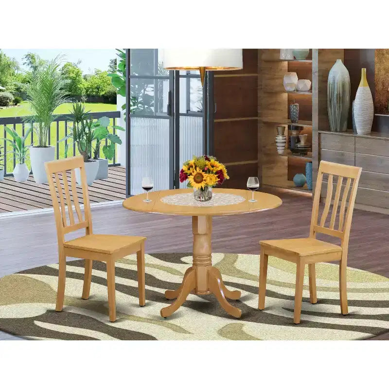 Ensemble de salle à manger - Table ronde avec 2 chaises en bois - Meubles de salle à manger modernes