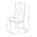 Ensemble de salle à manger 5 pièces en bois massif blanc cassé - Table ronde rembourrée - (4 places)