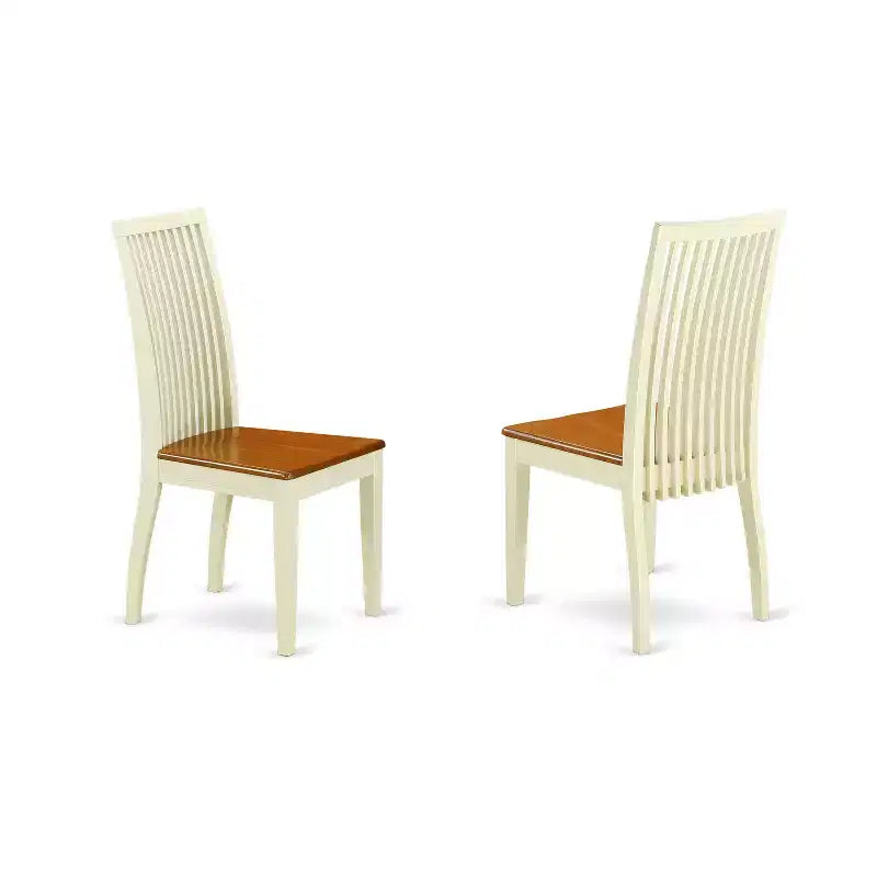 Ensemble table à manger 5 pièces HomeStock en bois massif finition cerisier et crème avec 4 chaises