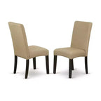 Ensemble table à manger ronde 3 pièces - Table de 42 po et 2 chaises Parsons - Fini cappuccino - Tissu lin - Salle à manger