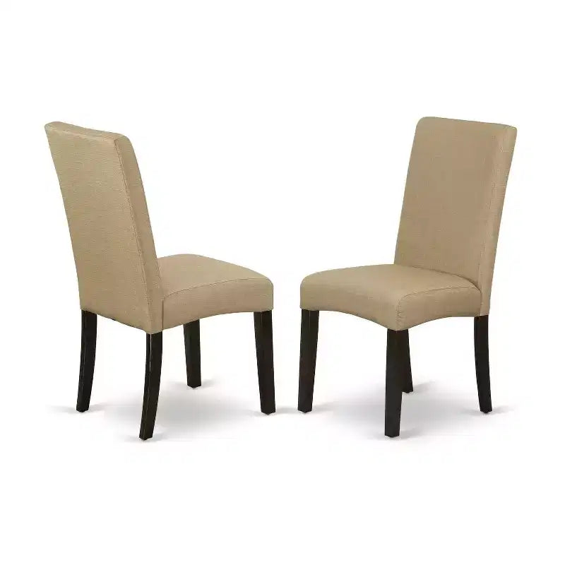 Ensemble table à manger ronde 3 pièces - Table de 42 po et 2 chaises Parsons - Fini cappuccino - Tissu lin - Salle à manger