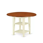 HomeStock 5-Pc Buttermilk and Cherry Solid Wood Top - Round Dining Room Set - Seats 4