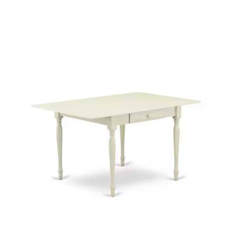 Ensemble de salle à manger rectangulaire rembourré 5 pièces avec plateau en bois massif au fini blanc lin - (4 places)