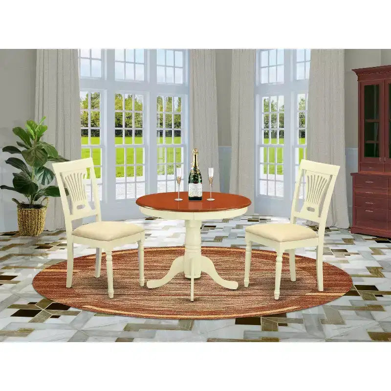 Ensemble Table et Chaises Rondes de Cuisine - Table avec 2 Chaises - Ensemble Bistro pour Petits Espaces