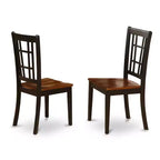 Table à manger ronde 5 pièces, plateau en bois massif finition noire avec 4 chaises