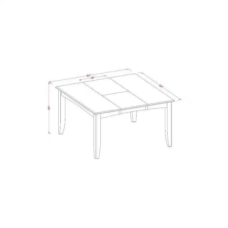 Ensemble de salle à manger HomeStock 5 pièces avec table carrée et 4 chaises, plateau en bois massif et fini cappuccino