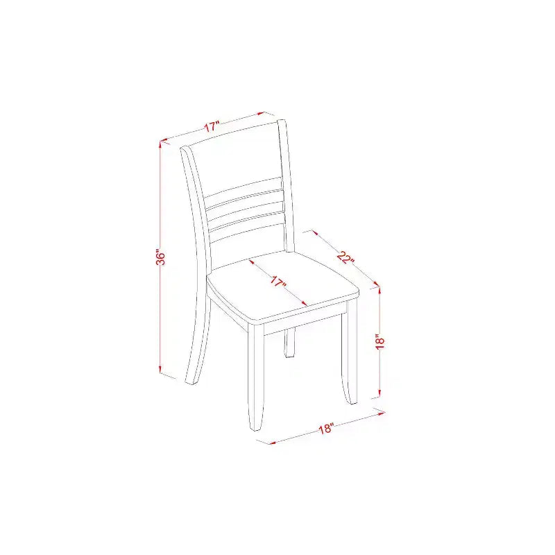 Ensemble de salle à manger HomeStock 5 pièces avec table carrée et 4 chaises, plateau en bois massif et fini cappuccino
