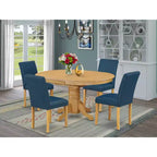 Ensemble de salle à manger ovale Tuscan 5 pièces - Table 106-152 cm avec rallonge et 4 chaises en cuir PU - HomeStock