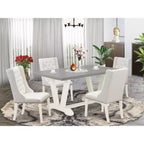 HomeStock Table à manger 5 pièces rectangulaire en bois massif finition chêne naturel avec 4 chaises Parson