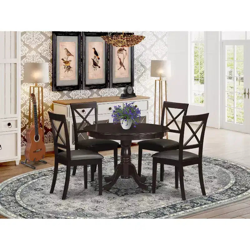 Ensemble Table à Manger Ronde - Ensemble de 5 Pièces avec Chaises - Table et Chaises Modernes