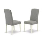 Ensemble repas moderne 5 pièces - Table carrée et 4 chaises - Pieds blanc lin - Tissu Dark Shitake