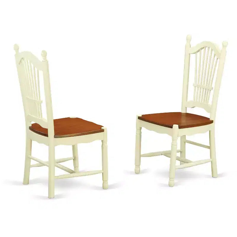 Table de salle à manger HomeStock 5 pièces ronde avec plateau en bois massif finition cerisier et crème et 4 chaises