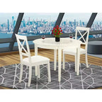 Petit ensemble de table de cuisine avec chaises - Table et chaises de salle à manger 3 pièces - Design néoclassique - Finition blanc lin