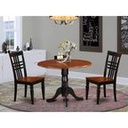 Ensemble table à manger ronde - Table de cuisine 3 pièces avec chaises, 107 cm, finition cerise noire