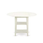 Ensemble de salle à manger 3 pièces HomeStock avec table à plateau rond en bois massif finition blanc lin et rallonges