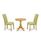 3-Piece Natural Oak Finish Solid Wood Top - Dining Room Set - Seats 4
