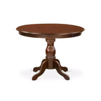 Ensemble de salle à manger 5 pièces avec table ronde en bois massif finition acajou et 4 chaises Parson avec