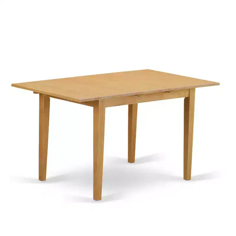5-Piece Natural Oak Finish Solid Wood Top - Rectangular Dining Room Set - Seats 4