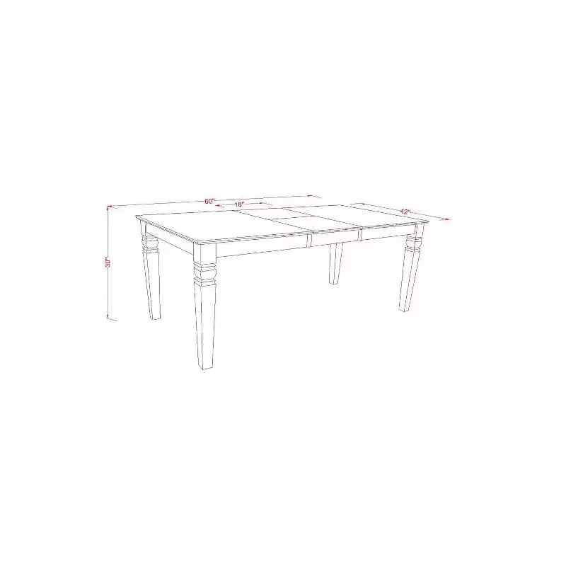 HomeStock Table de salle à manger rectangulaire 5 pièces en bois massif finition crème et cerise avec 4 chaises et rallonge papillon