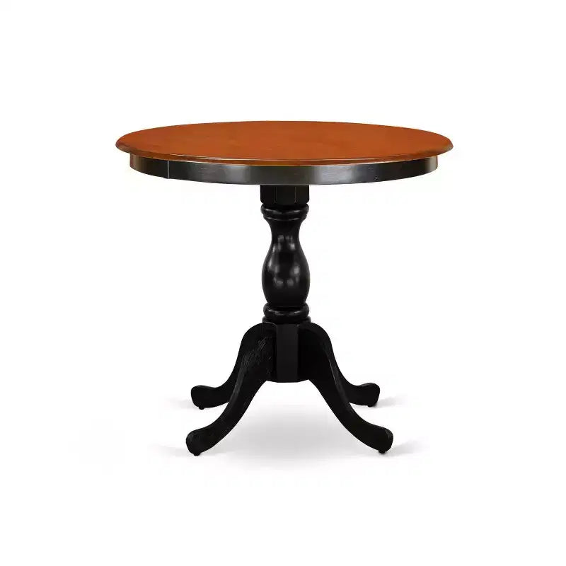 Ensemble repas moderne 3 pièces – Table ronde en bois et 2 chaises Mid-Century – Finition noire